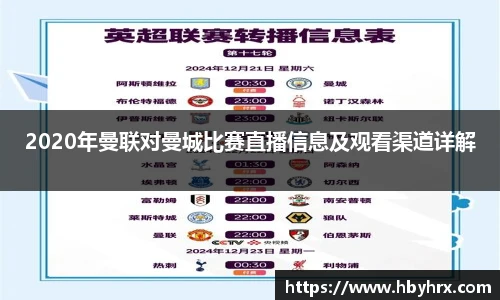 2020年曼联对曼城比赛直播信息及观看渠道详解